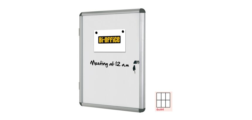 Bacheca per interni - fondo bianco magnetico - 6 fogli A4 - orizzontale - Bi-Office