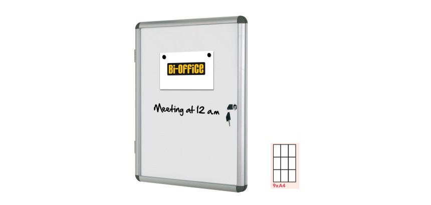Bacheca per interni - fondo bianco magnetico - 9 fogli A4 - verticale - Bi-Office
