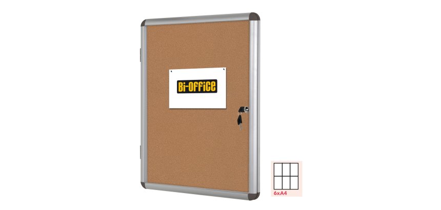 Bacheca per interni - fondo in sughero - 6 fogli A4 - orizzontale - Bi-Office