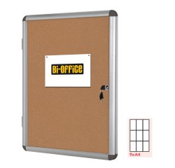 En_vitrina de anuncios bi-office fondo corcho de interior marco de aluminio 720x981 mm