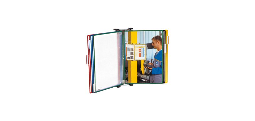 Leggio T Technic - da muro - 10 tasche - PVC - colori assortiti - Djois
