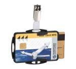 Portabadge con clip - 2 tessere inseribili - 5,4 x 8,7 cm - nero - Durable