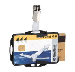 Portabadge con clip - 2 tessere inseribili - 5,4 x 8,7 cm - nero - Durable