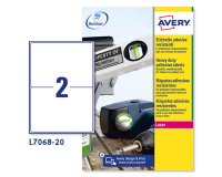 AVERY Etichette resistenti in poliestere bianco 199,6x143,5mm, 2 etichette per foglio, adesivo permanente, laser, 20 fogli