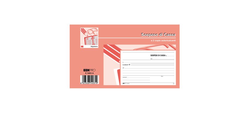Blocco sospeso di cassa - 50 fogli 2 copie autoricalcanti - 10 x 17cm - Edipro