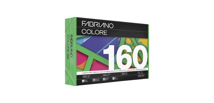Carta Fabriano Colore - A4 - 160 gr - colori forti verde - Fabriano - conf. 250 fogli