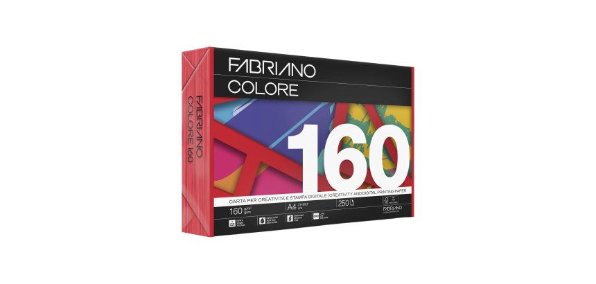 Carta Fabriano Colore - A4 - 160 gr - colori forti rosso - Fabriano - conf. 250 fogli