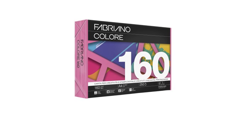 Carta Fabriano Colore - A4 - 160 gr - colori forti fucsia - Fabriano - conf. 250 fogli