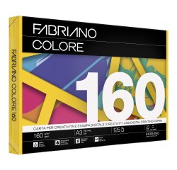 Carta Fabriano Colore - A3 - 160 gr - colori forti giallo - Fabriano - conf. 125 fogli