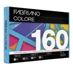 Carta Fabriano Colore - A3 - 160 gr - colori forti azzurro - Fabriano - conf. 125 fogli