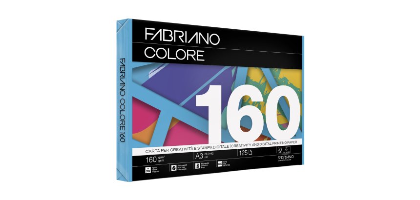 Carta Fabriano Colore - A3 - 160 gr - colori forti azzurro - Fabriano - conf. 125 fogli