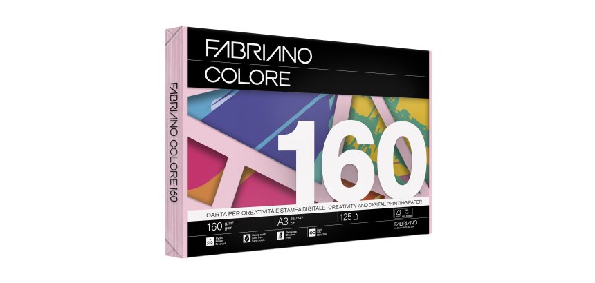 Carta Fabriano Colore - A3 - 160 gr - colori tenui rosa - Fabriano - conf. 125 fogli