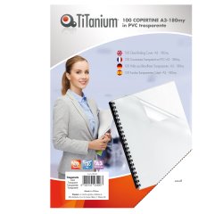 Copertine rilegatura - A3 - 180 micron - PVC - neutro trasparente - Titanium - scatola 100 pezzi
