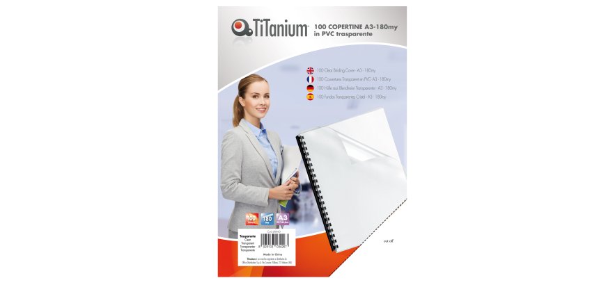 Copertine rilegatura - A3 - 180 micron - PVC - neutro trasparente - Titanium - scatola 100 pezzi