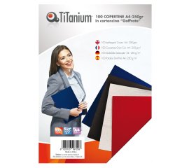 Copertine rilegatura - A4 - 250 gr - cartoncino goffrato - bianco - Titanium - scatola 100 pezzi