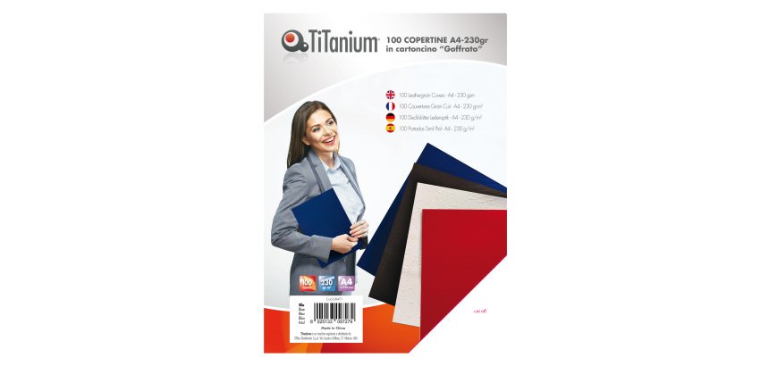 Copertine rilegatura - A4 - 230 gr - cartoncino goffrato - blu - Titanium - scatola 100 pezzi