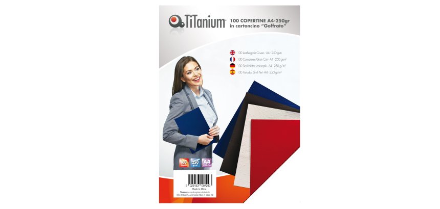 Copertine rilegatura - A4 - 250 gr - cartoncino goffrato - rosso - Titanium - scatola 100 pezzi
