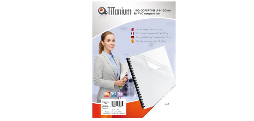 Copertine - A4 - 150 micron - PVC - neutro trasparente - Titanium - scatola 100 pezzi