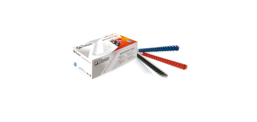Dorsi spirale - 21 anelli - plastica - 14 mm - rosso - Titanium - scatola 100 pezzi