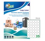 TICO Etichette adesive trasparenti lucide d. 36mm, 35 etichette per foglio, adesivo permanente, laser / offset / serigrafica / tipografica, 100 fogli