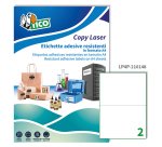 TICO Etichetta adesive in poliestere bianco 210x148mm, 2 etichette per foglio, adesivo permanente, laser / offset / serigrafica / tipografica, 70 fogli