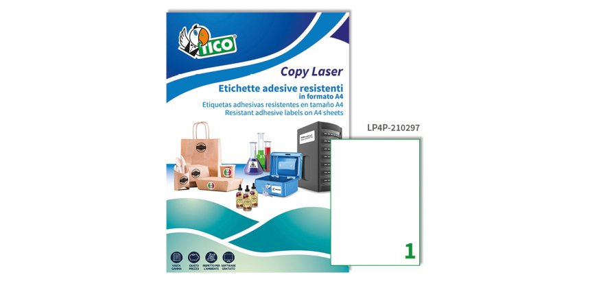 Tico LP4P-210297 self-adhesive label Rectangle Permanent White 70 pc(s)
