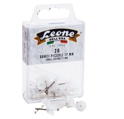 Ganci per quadri –  con spilli assortiti - 1,7 cm - trasparente - Leone – conf. 20 pezzi