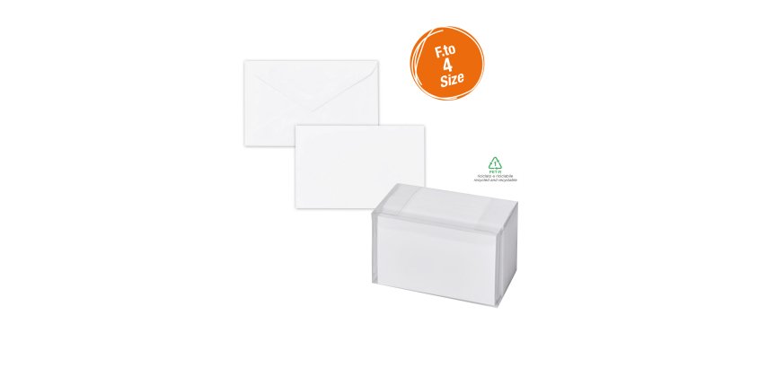 Scatola 100 biglietti + 100 buste - Dalmazia - bianco - 7,5 x 11,2 cm - Rex Sadoch