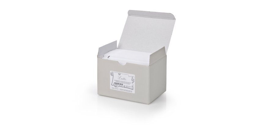 Scatola 100 biglietti + 100 buste - Lutto - bianco - 9 x 14 cm - Rex Sadoch