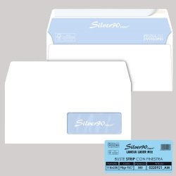 Busta Silver90 Strip Laser FSC® - con finestra - internografata - 11 x 23 cm - 90 gr - bianco - Pigna Envelopes - conf. 500 pezzi