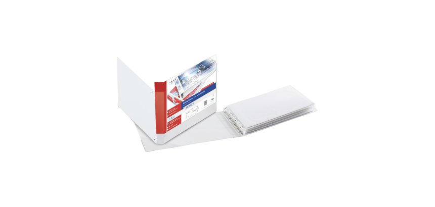 Raccoglitore personalizzabile Stelvio TI - 42 x 30 cm album - 4 anelli a D 25 mm - dorso 4 cm - bianco - Sei Rota