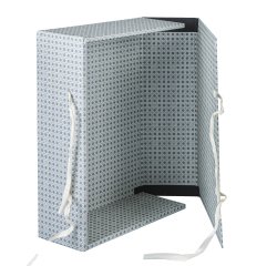 Scatola archivio in legno - con fettuccia - 38x27 cm - dorso 12 cm - grigio - Brefiocart
