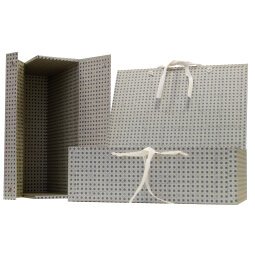 Scatola archivio in legno - con fettuccia - 38x27 cm - dorso 12 cm - grigio - Brefiocart