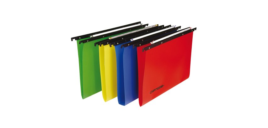 Cartella sospesa Cartesio PP - cassetto - PPL - interasse 33 cm - fondo V - 31,2 x 25 cm - colori assortiti - Bertesi