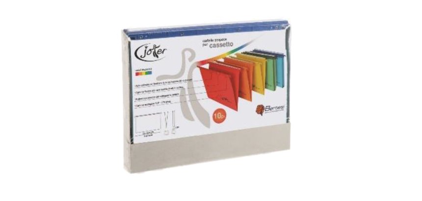 Cartelle sospese Joker - cassetto - interasse 33 cm - fondo V -  31,2 x 25 cm - colori assortiti - Bertesi - conf. 10 pezzi