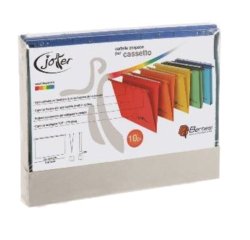Cartelle sospese Joker - cassetto - interasse 39 cm - fondo V - 37 x 25 cm - colori assortiti - Bertesi - conf. 10 pezzi