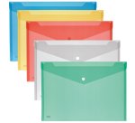 Busta con bottone - 33,5 x 23,5 cm - PP - colori assortiti - Lebez - conf. 5 pezzi