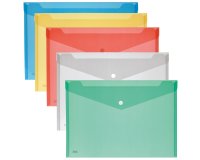 Buste con bottone - PPL - 33,5x23,5 cm - colori assortiti - Lebez - conf. 5 pezzi