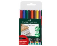 Pennarello Multimark universale permanente con gomma - punta superfine 0,4mm - astuccio 8 colori - Faber-Castell