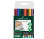 Pennarello Multimark universale permanente con gomma - punta fine 0,6mm - astuccio 8 colori - Faber-Castell
