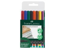 Pennarello Multimark universale permanente con gomma - punta fine 0,6mm - astuccio 8 colori - Faber-Castell