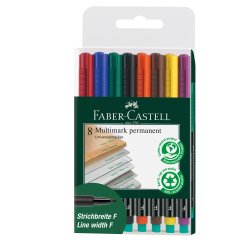 Pennarello Multimark universale permanente con gomma - punta fine 0,6mm - astuccio 8 colori - Faber-Castell
