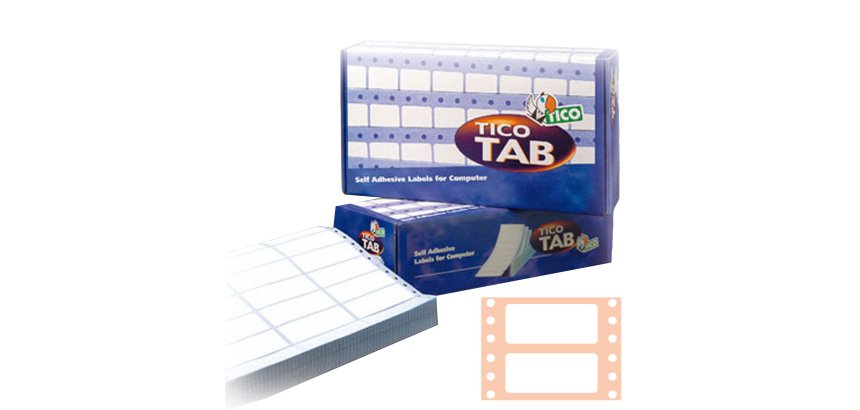 Etichette adesive a modulo continuo TAB 1 - in carta - corsia singola - permanenti - 72 x 23,5 mm - 12 et/fg - 500 fogli - bianco - Tico