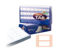 TICO Etichette adesive in carta bianca a modulo continuo 89x23,5mm, 12 etichette per foglio, corsia singola, adesivo permanente, stampanti ad aghi, 500 fogli