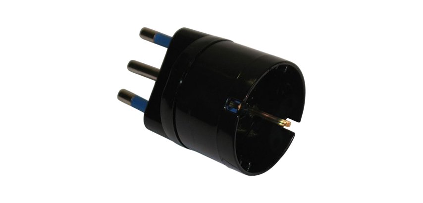 Adattatore semplice - spina 2P+T 16 A - presa schuko 16 A - nero - MKC