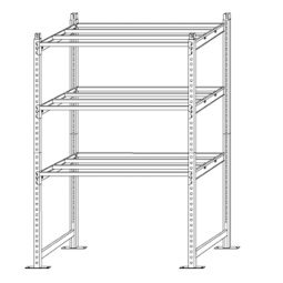 Scaffale Rang'Eco300 - modulo base - 3 ripiani - portata ripiano 300 kg - 100 x 60 x 200 cm - acciaio - grigio/blu - Paperflow