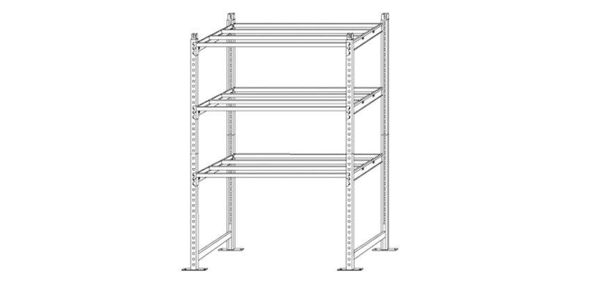 Scaffale Rang'Eco300 - modulo base - 3 ripiani - portata ripiano 300 kg - 100 x 60 x 200 cm - acciaio - grigio/blu - Paperflow