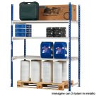 Scaffale Rang'Eco300 - modulo base - 3 ripiani - portata ripiano 300 kg - 100 x 60 x 200 cm - acciaio - grigio/blu - Paperflow