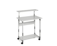 Pc Workstation System 80 VH - con ruote - 3 ripiani - 80 x 56,4 x 92/122 cm - grigio - Durable