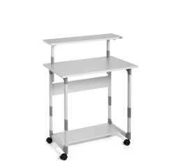 Pc Workstation System 80 VH - con ruote - 3 ripiani - 80 x 56,4 x 92/122 cm - grigio - Durable